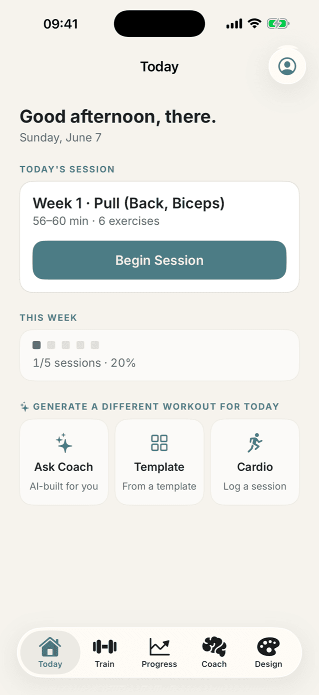 Actus Today screen — the day's generated session ready to begin